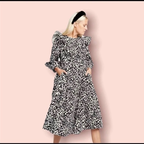 SANDY LIANG X Target Leopard Print Ruffled Long Sleeve Dress—SZ. Medium - Picture 10 of 15